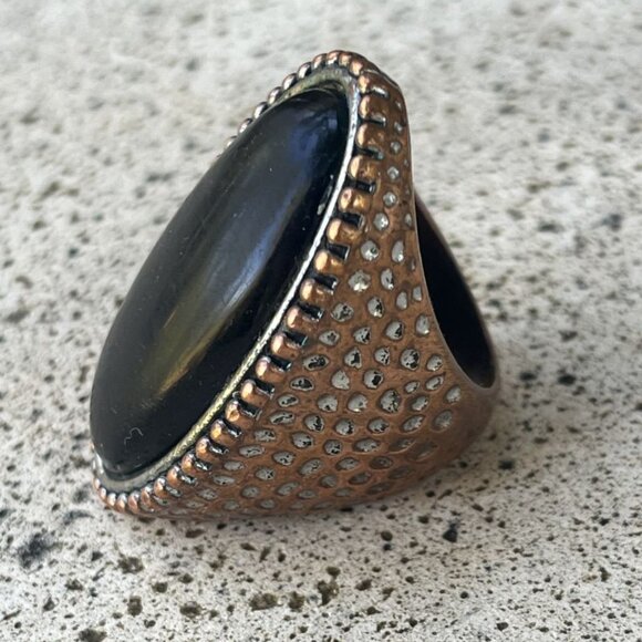 Black Onyx Cocktail Ring - size 8-1/2 - Picture 6 of 9